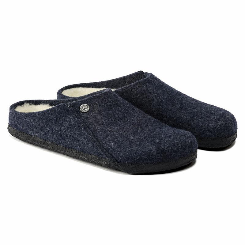 Birkenstock Zermatt Wool/Shearling Clog Træsko Dame Mørkeblå | DK 29PJJ